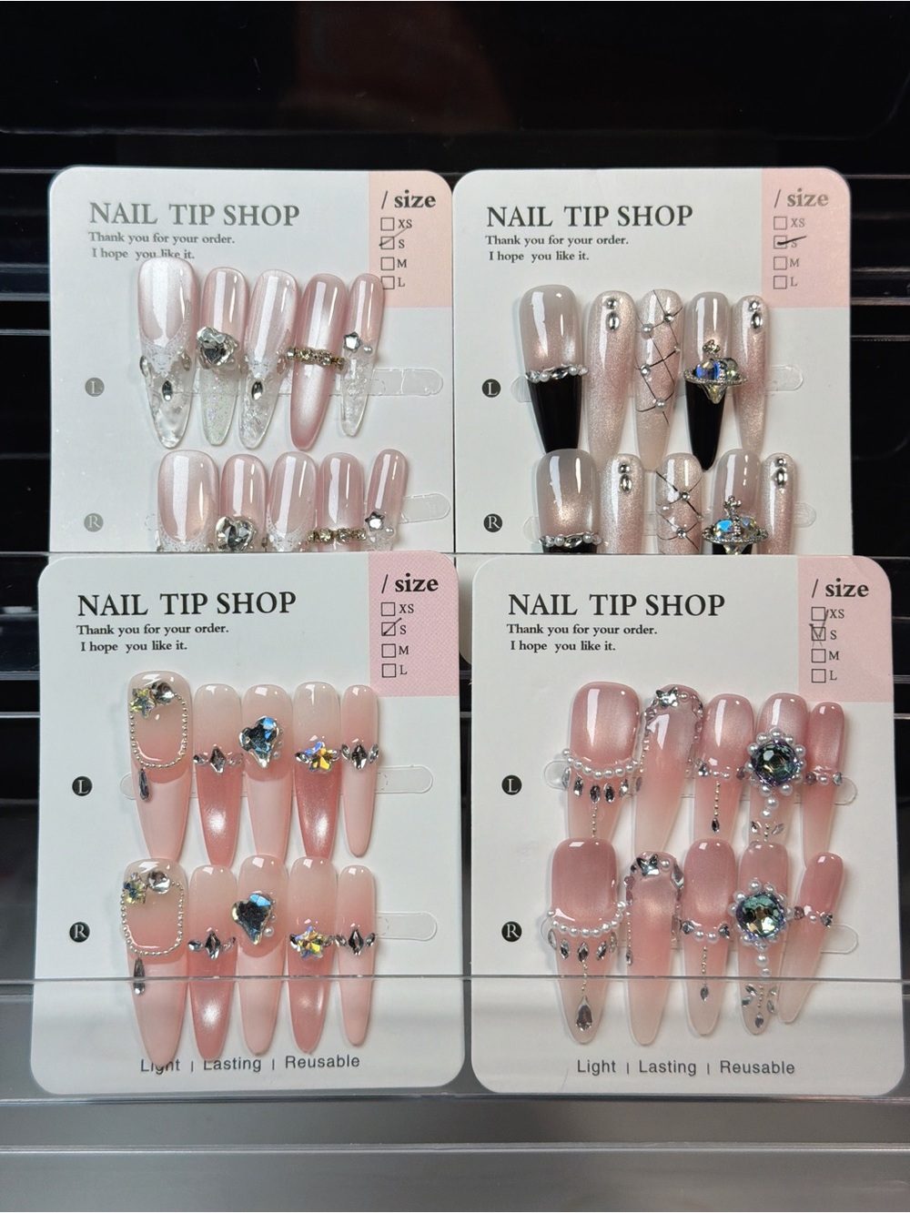 Pink Crystal Press-On Nail Set